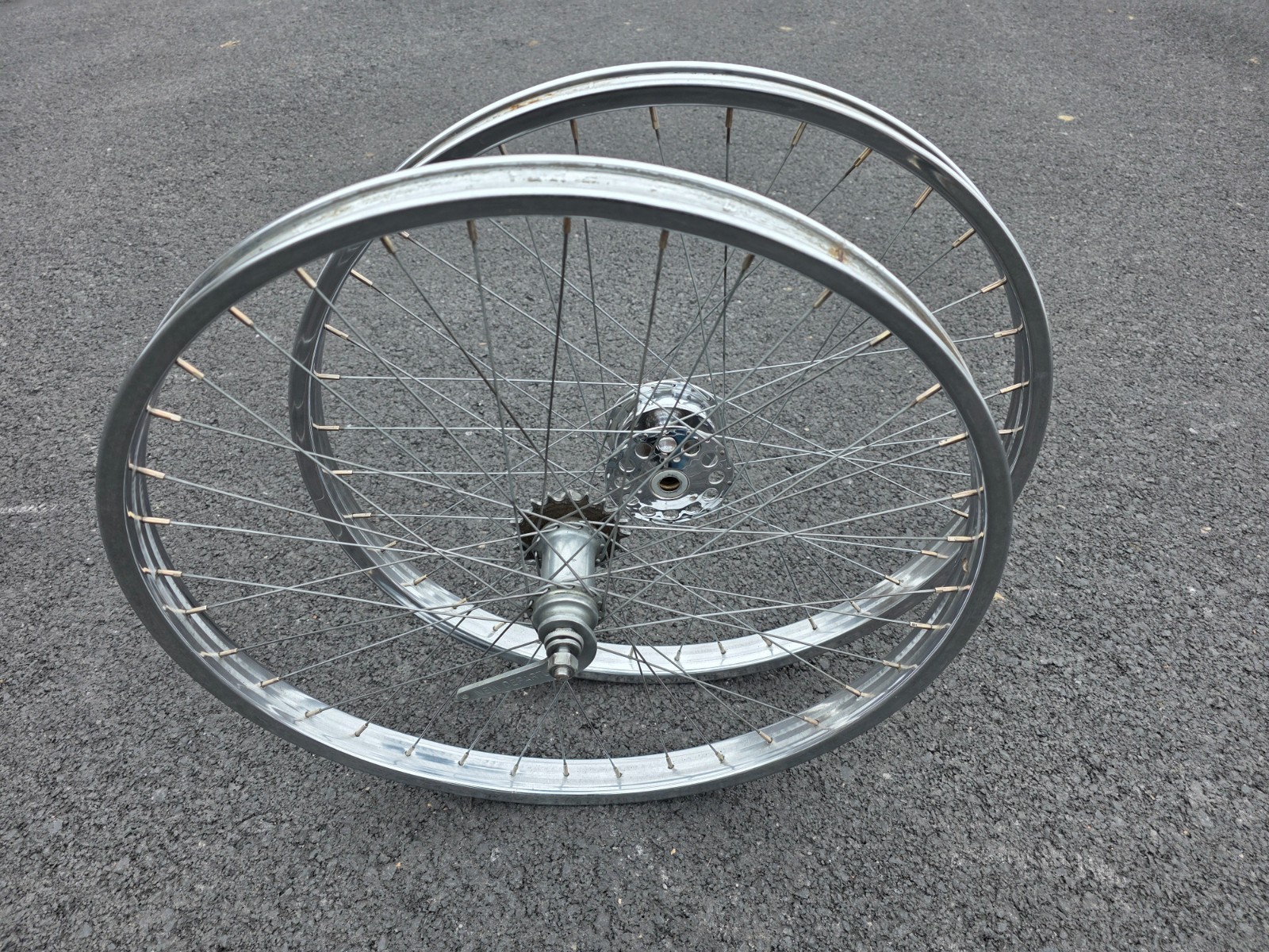 26" SCHWINN S-2 CHROME WHEEL SET W/ FRONT DRUM BRAKE PHANTOM B6 ETC.