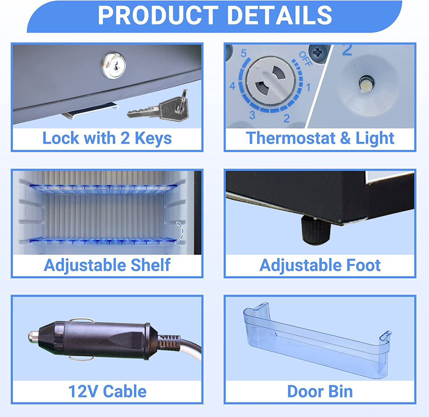 1.7 CU FT Mini Refrigerator 12V RV Semi Truck Fridge AC DC Compact Silent Cooler