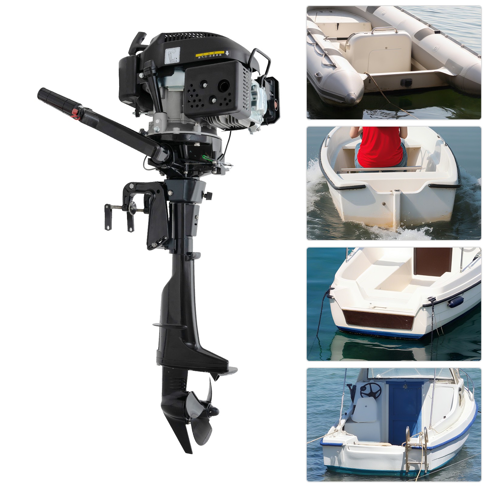 HANGKAI 6 HP 4-Stroke Heavy Duty Outboard Motor Boat Engine Air Cooling System