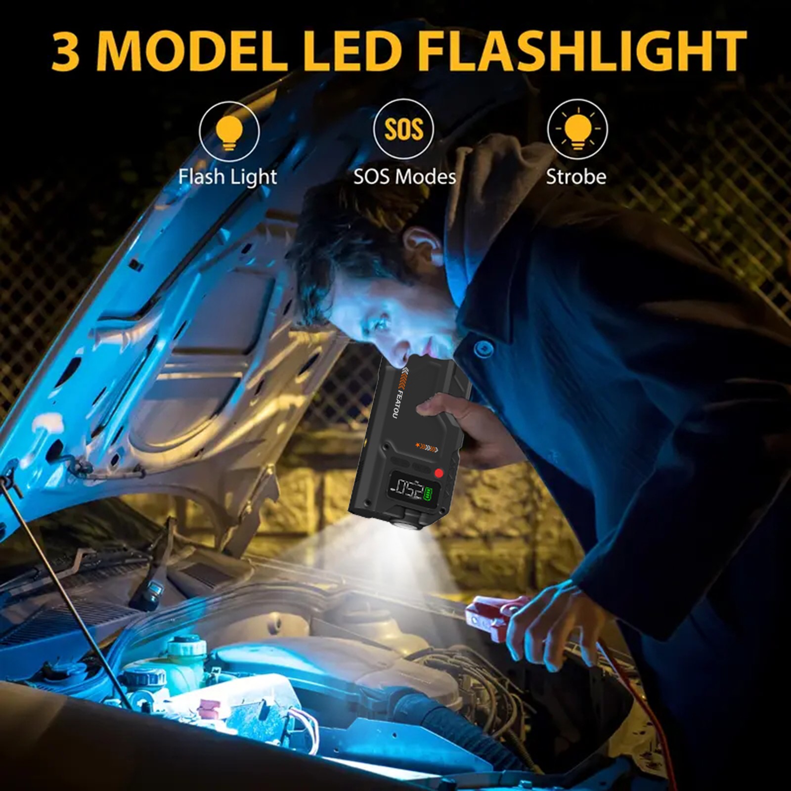 8000A Featou Jump Starter Air Compressor Portable 150PSI Car Battery Booster 12V