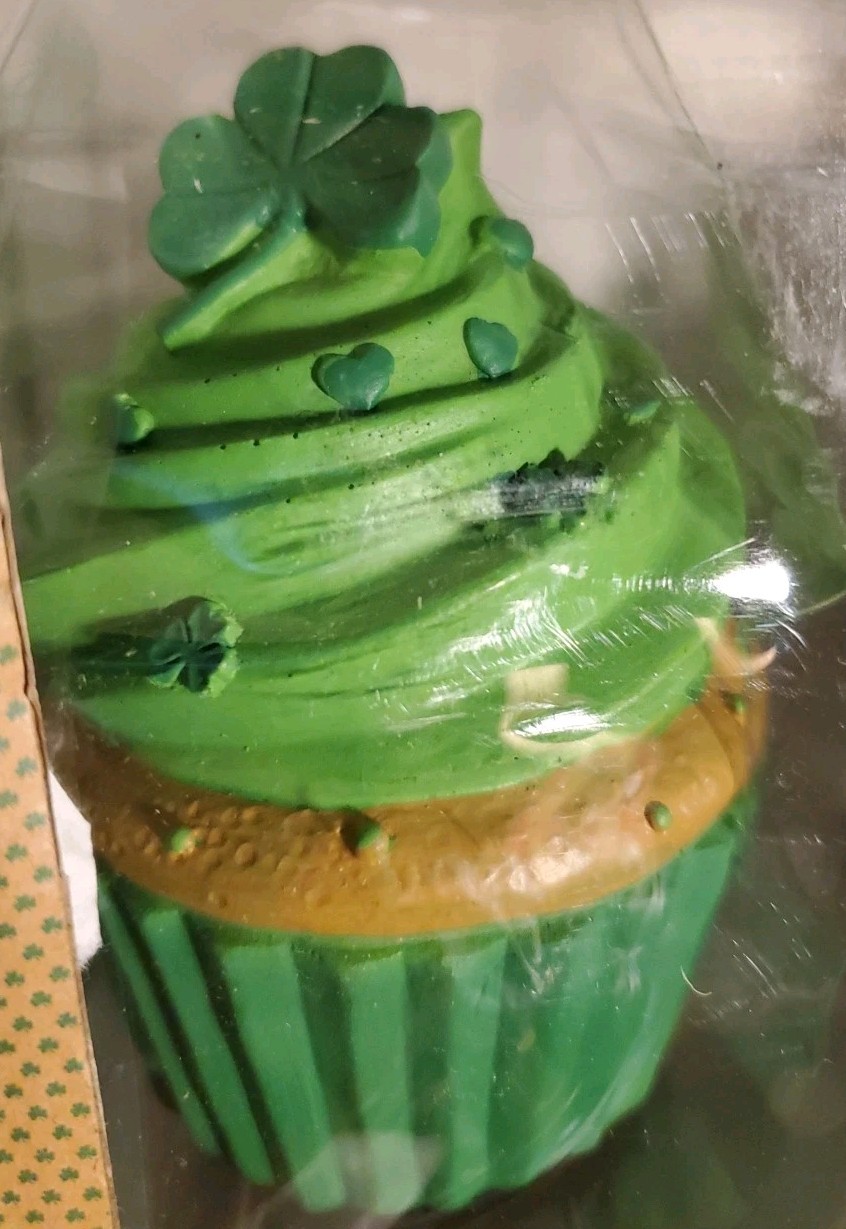 Cupcakes and Cashmere St. Patrick's Day Decor Set of 3 Frosted Cupcakes 4" Green