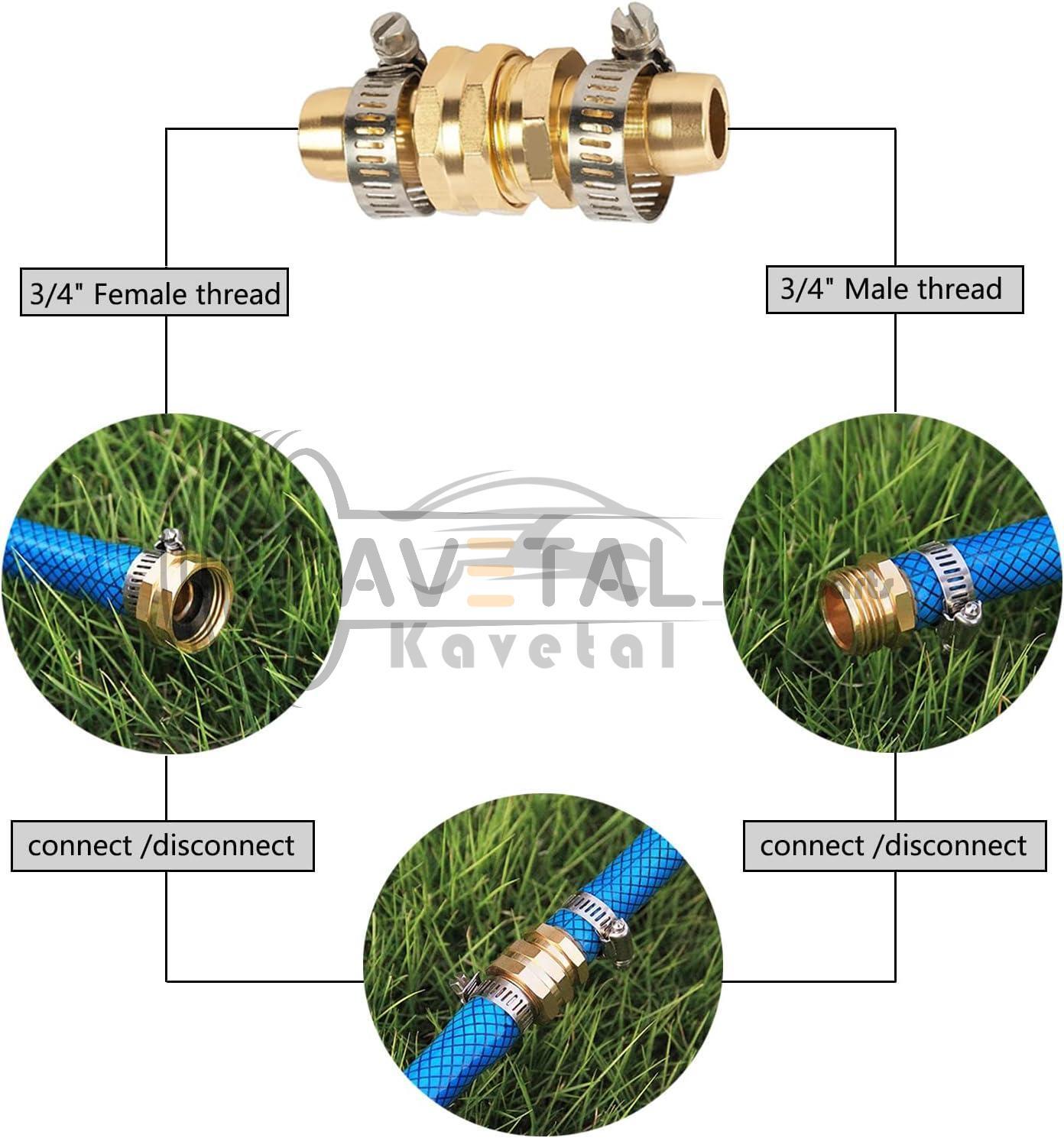 Garden Hose Mender End Repair Kit 3/4 5/8 Male Female Clamp