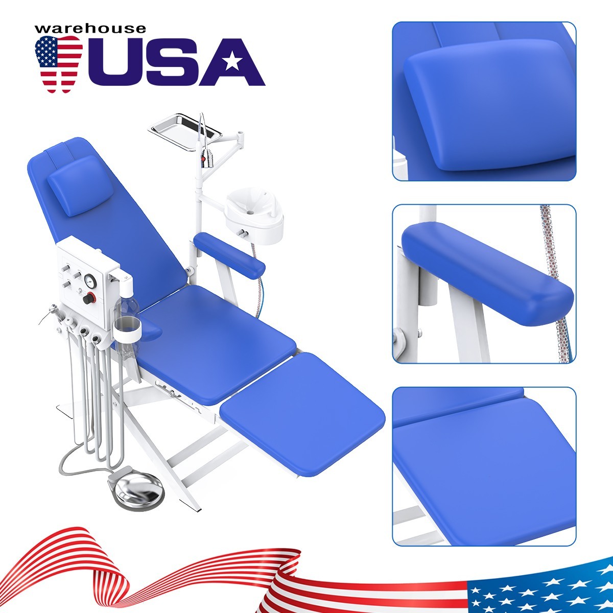 Dental Portable Folding Chair Air Turbine Unit LED Light /Mobile Dentist Chair