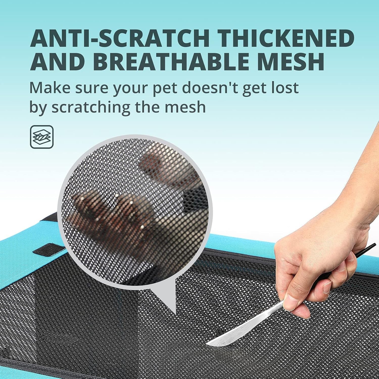 4 Door Portable Folding Dog Soft Crate Mesh Mat Light Blue NIB