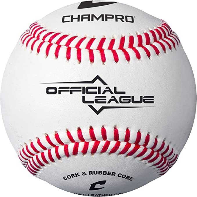 CHAMPRO CBB-90 Durahide Cover Baseballs in an Optic Blue Bucket – 30 Balls