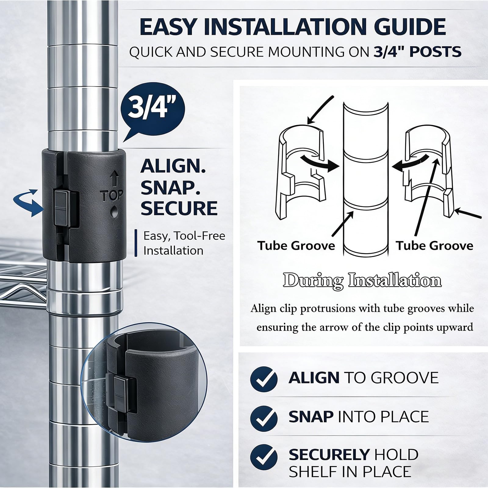 Wire Shelf Clips 3/4 inch, 52 Pcs Wire Shelving Shelf Lock Clips, Wire Shelf ...