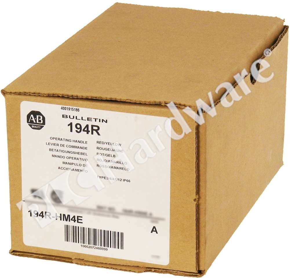 Surplus Open Allen Bradley 194R-HM4E /A 194R Red/Yellow IP66 Operating Handle
