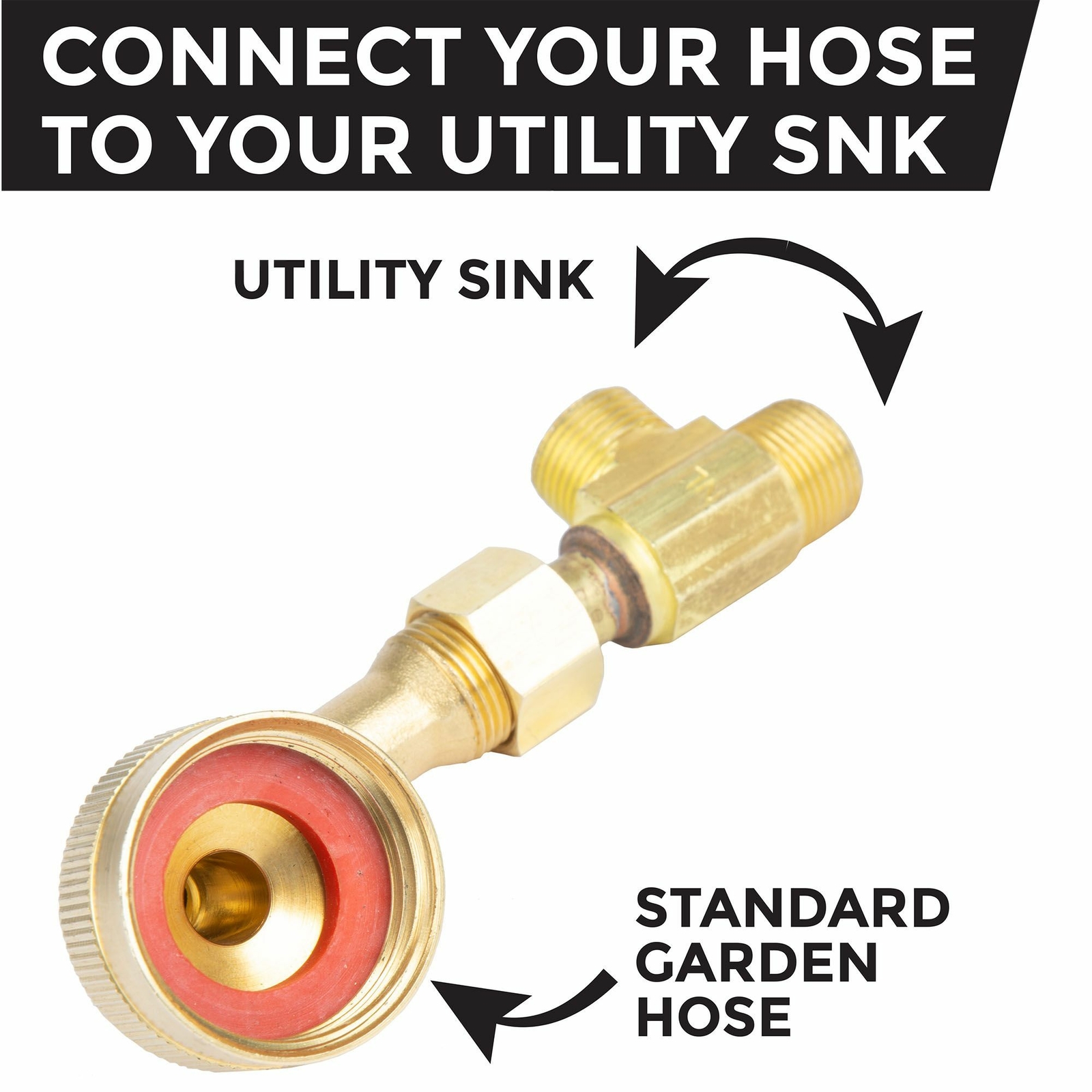 Laundry Tub Garden Hose Connector, 3/4" GHT, 90 Degree Brass Hose Elbow Adapter