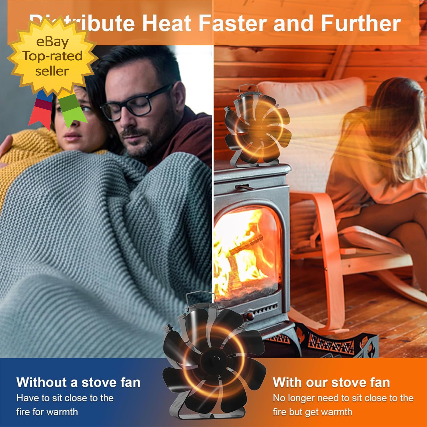 Wood Stove Fan Heat Powered Fireplace Fans Non Electric Heat Activated Thermal F