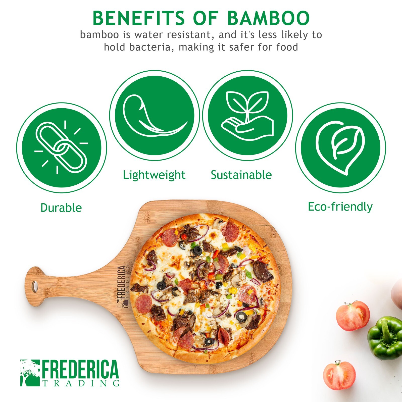 Bamboo Pizza Peel Paddle and Cutting Board with Handle (LG/Personal Edition)