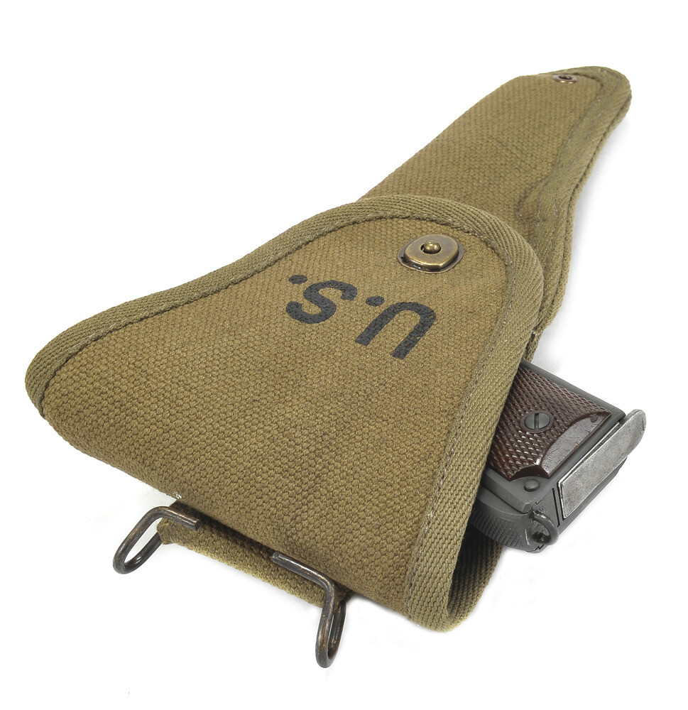 US WW2 M1916 Colt 1911 .45 Holster OD Cotton Webbing Experimental M1Holster