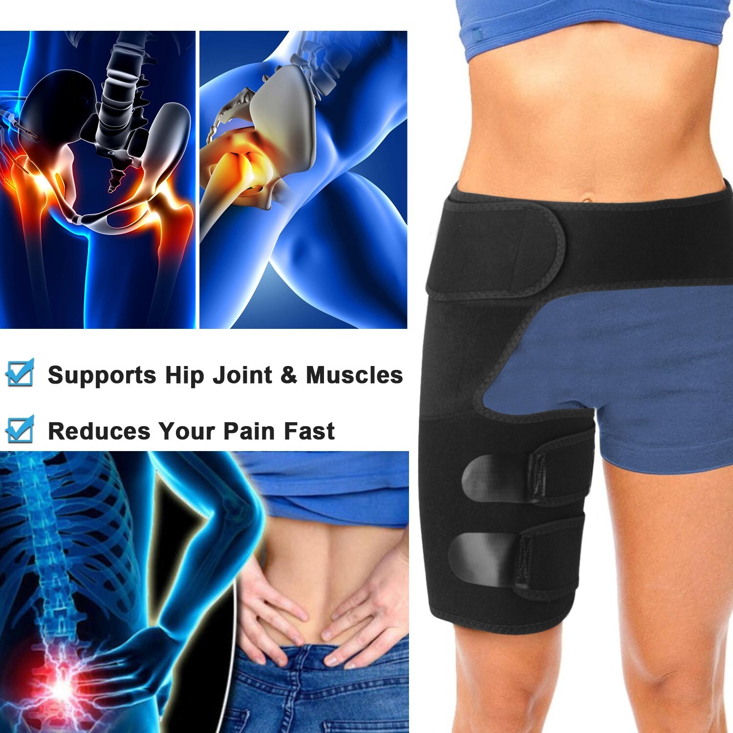 Hip & Groin Compression Brace - Sciatica Pain Relief & Thigh Recovery Support US