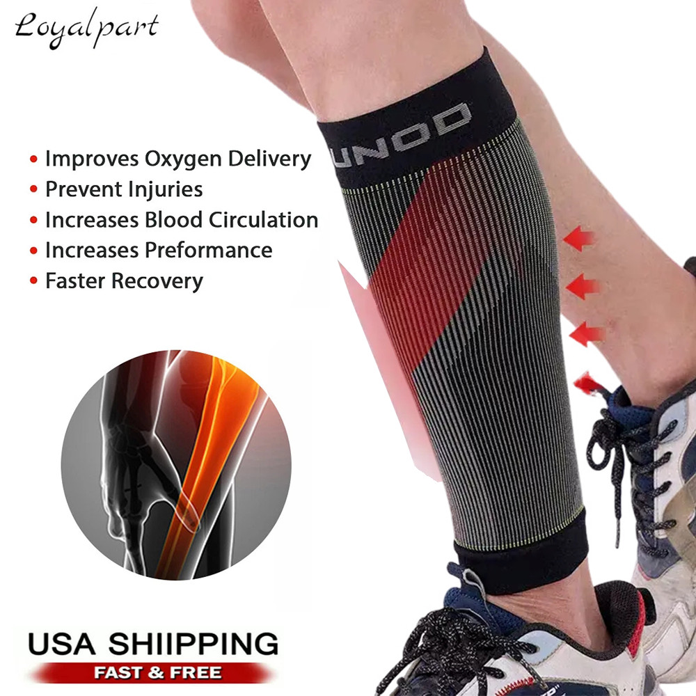 Calf Sleeves Leg Support Compression Socks Running Shin Splint Varicose Vein New