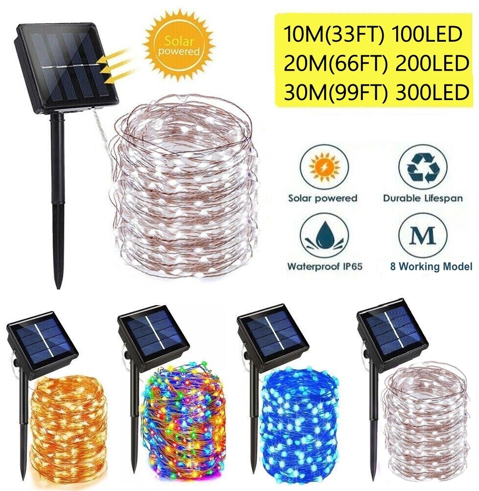 200/300 LED Solar Power String Fairy Lights Garden Outdoor Party Christmas Lamp