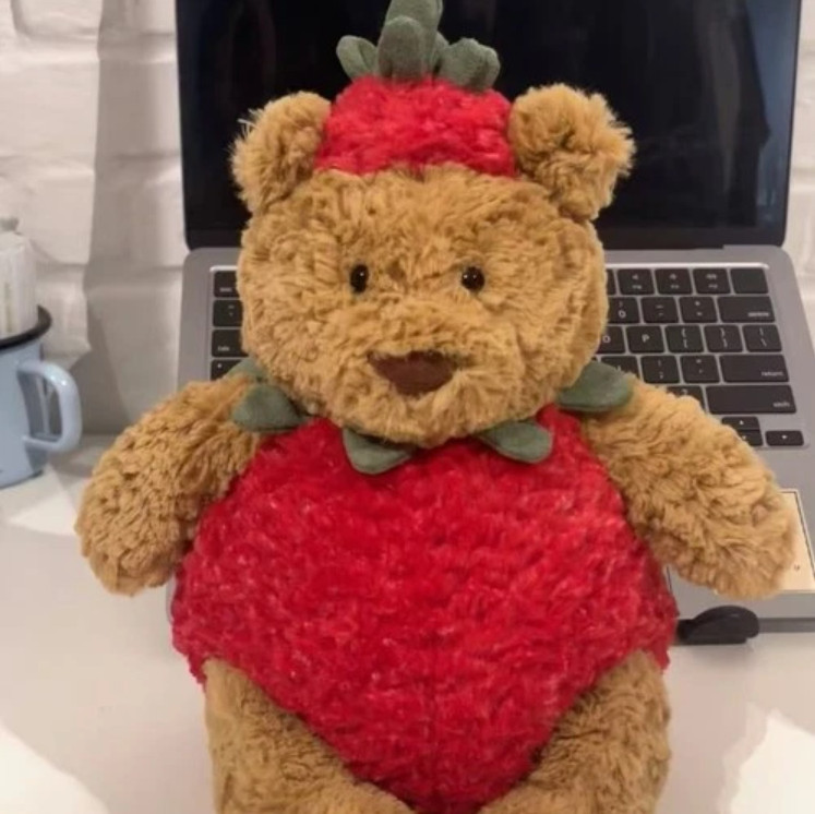 NWT Jellycat Bartholomew Bear Strawberry Doll Toy Soft Cuddly Toy With dust bag