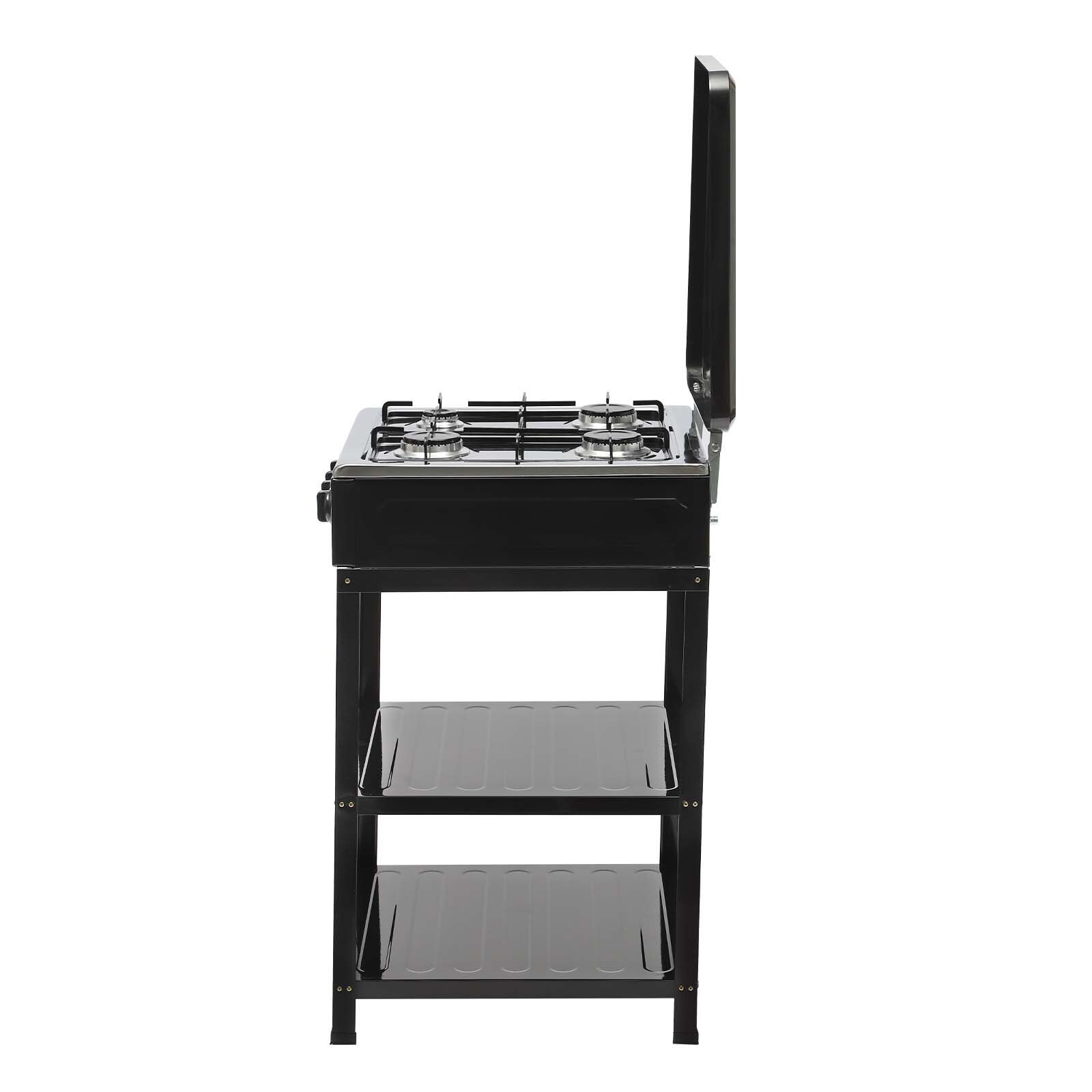 Outdoor 300000 BTU Stove Propane 4 Burner Portable Cooker BBQ Grill Windshelter