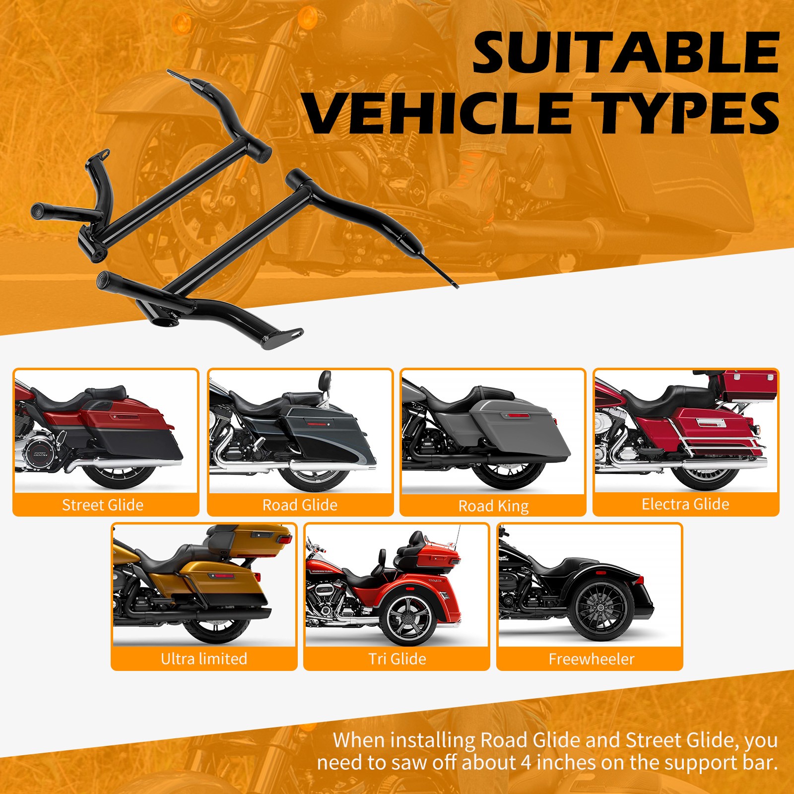 Saddle Bag Guards Crash Bar For Harley Road Glide Street Glide Special 2009-2025