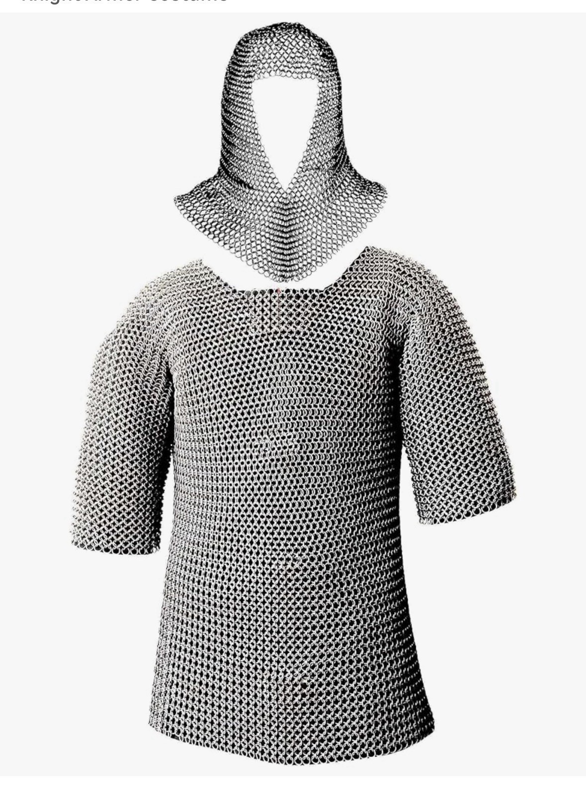 Chainmail Shirt And Chainmail Hood Medieval Knight Armor Renaissance Costume