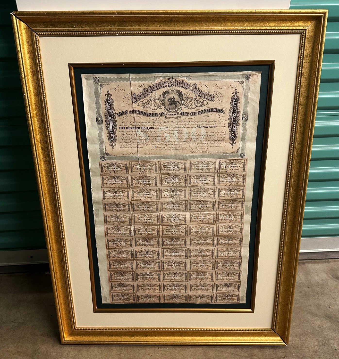 Confederate States of America 1st Series $500 Civil War Loan Bonds, Complete Set