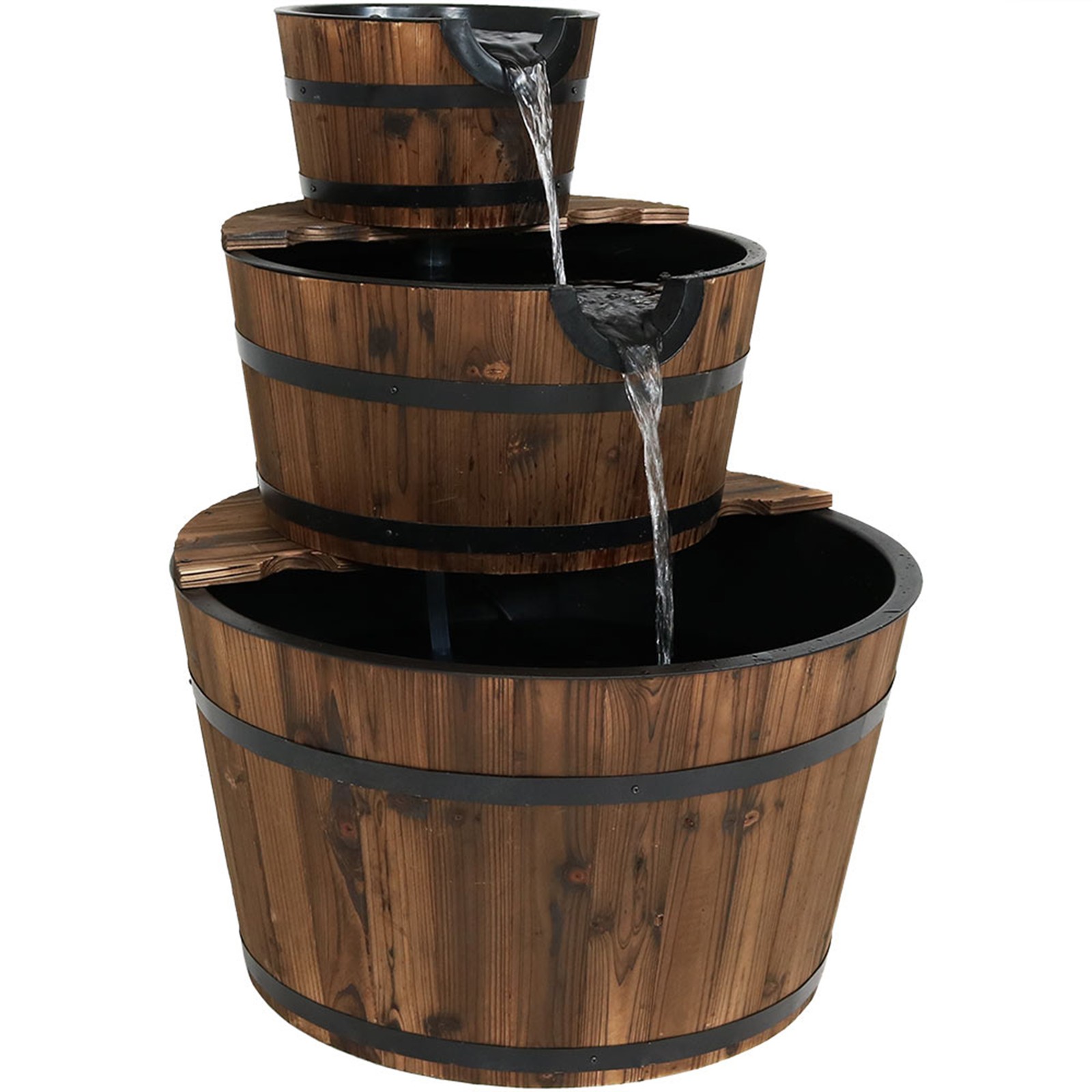 Sunnydaze 30-Inch Rustic 3-Tier Wooden Fir Water Fountain