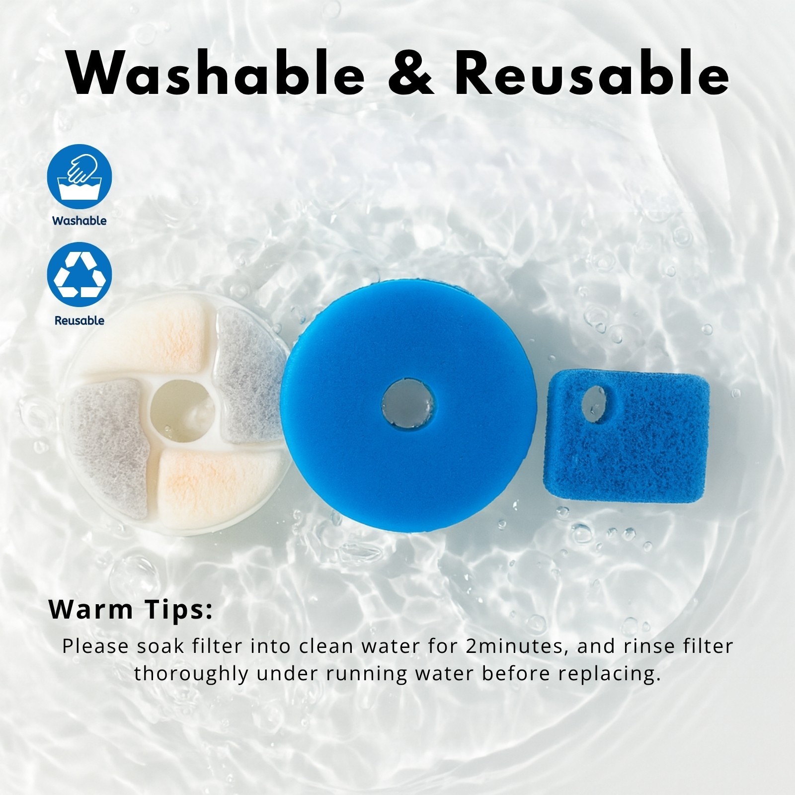 Nispira Cat Fountain Filter Replacement for Rantizon SORON 2.2L Stainless, 12 Pk