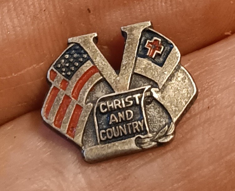 STERLING 1942 CHRIST and COUNTY LAPEL PIN