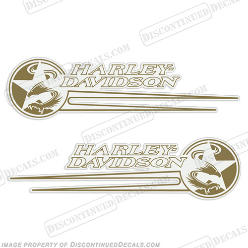 Fits Harley Davidson Softail Gas Tank Decals -Gold (Set of 2) 1992-1993