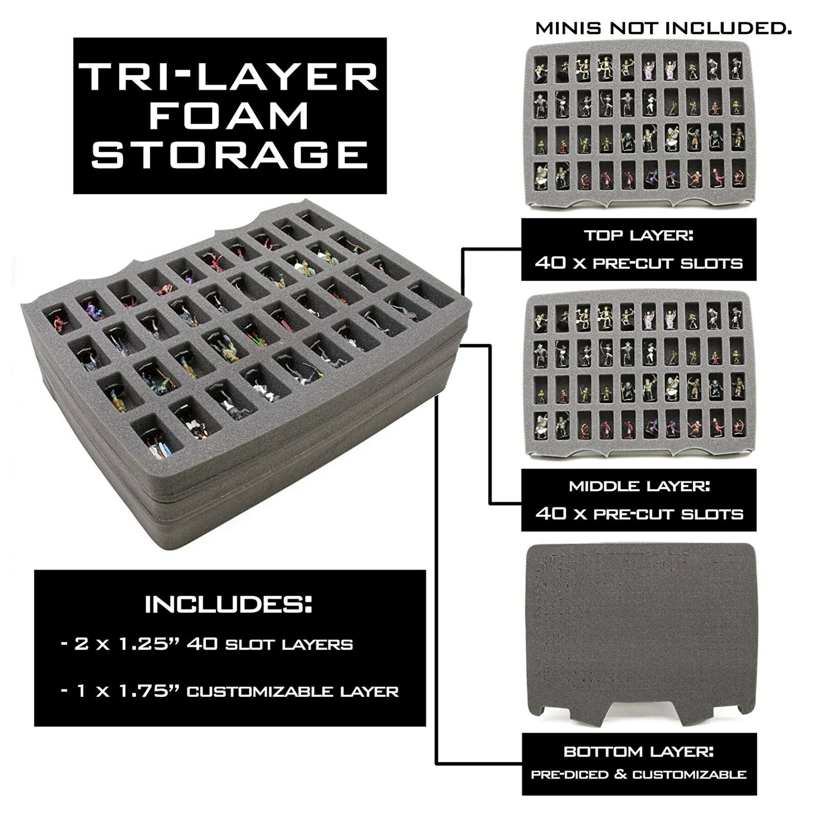 CM Miniature Hard Case 80 Slot Figurine Carrier for Miniatures for D&D and RPGs