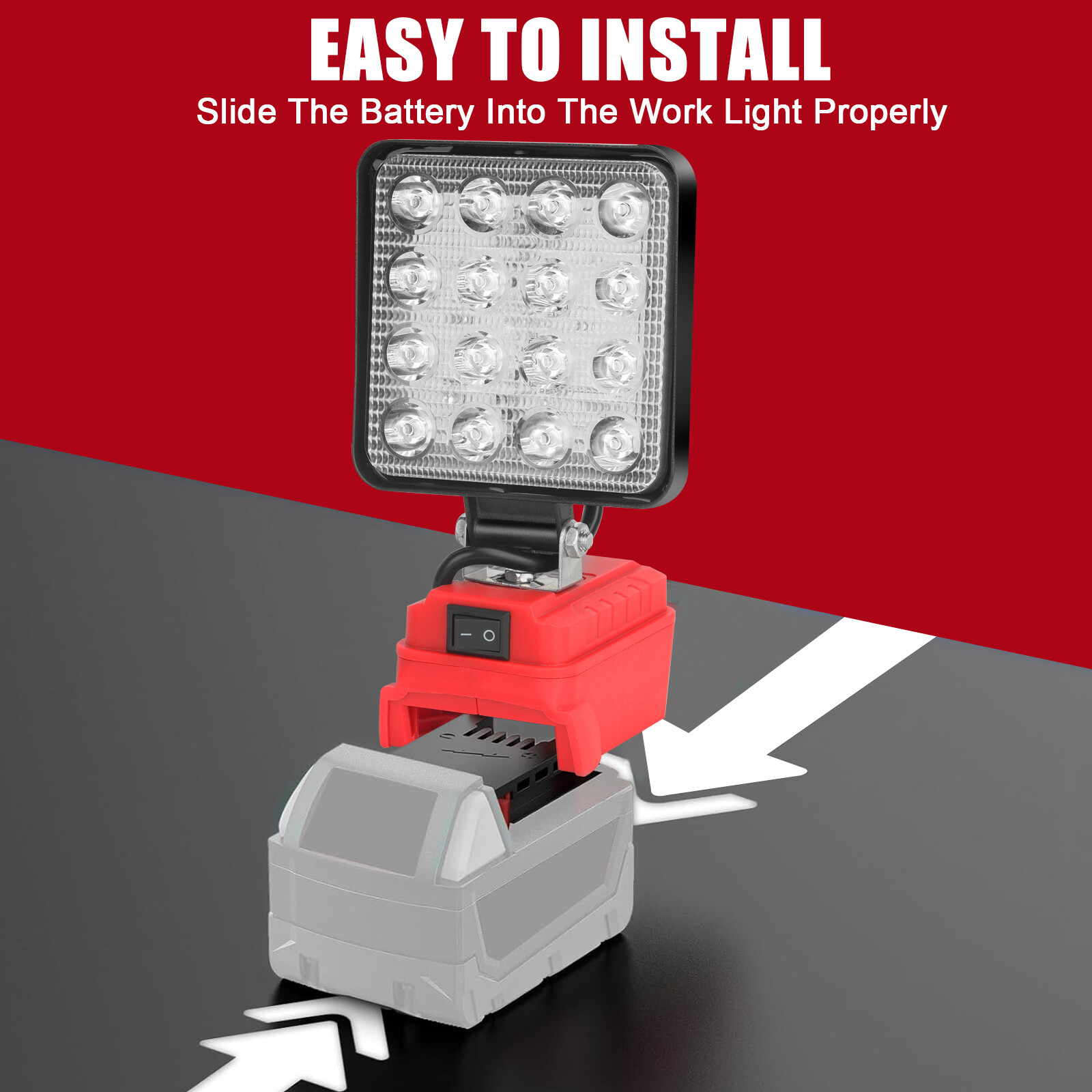 2 Pack 60W LED Work Light for Milwaukee 18V M-18 Battery with USB Output