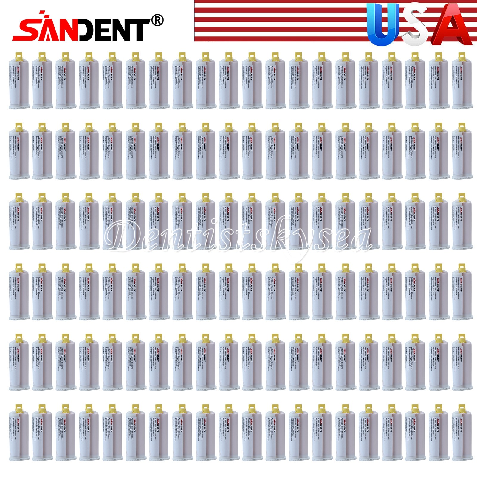 Dental Silicone Impression Material Fast 50ml Cartridge Light Body Mixers Tips