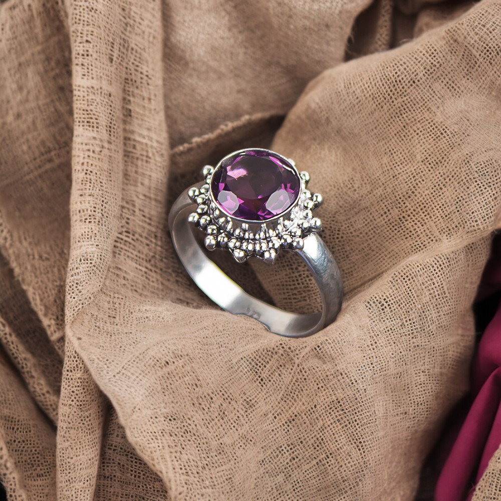 African Amethyst Gemstone 925 Sterling Silver Ring Handmade Jewelry Ring Gift
