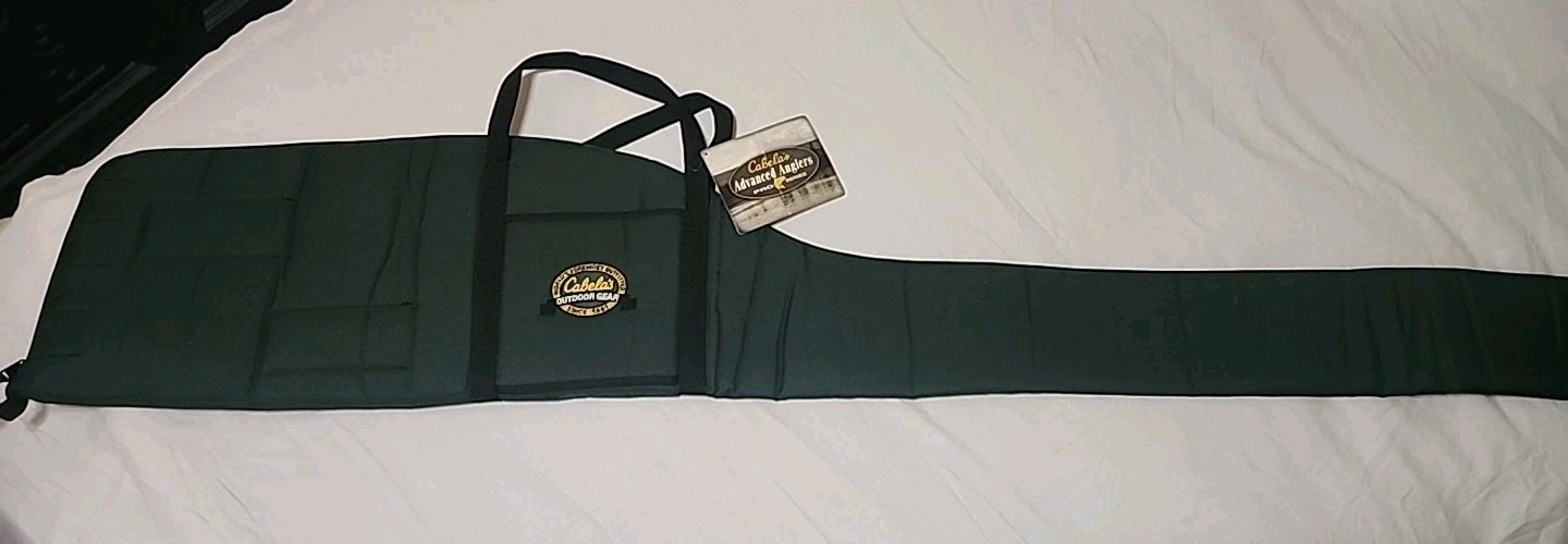 Cabela's Soft 85" x 11.5" Green Canvas Fishing Rod Case holds multiple rods