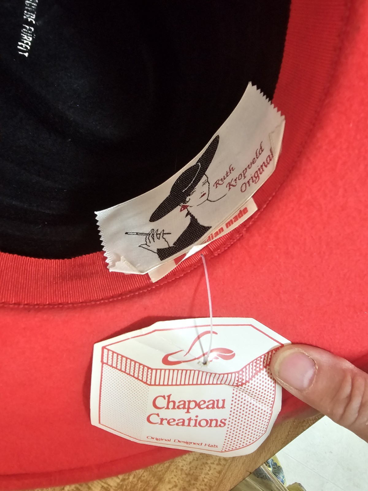 Vtg Chapeau Creations Ruth Kropveld Red Wool Hat NWT Beaded Red Hat Society Lady