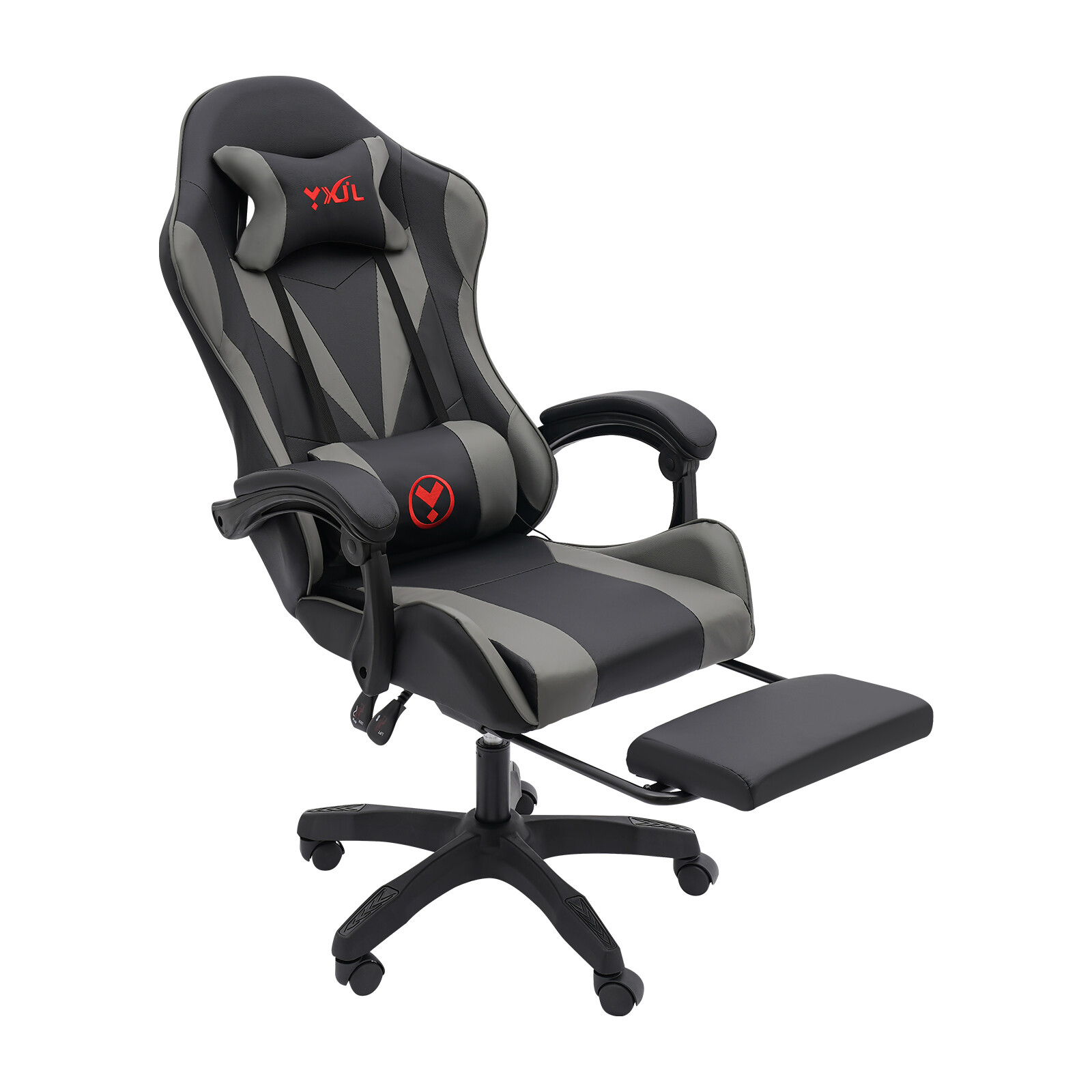 Gaming Chair Bluetooth Speaker Ergonomic Office Chair W/ Lumbar Pillow 5 Wheels