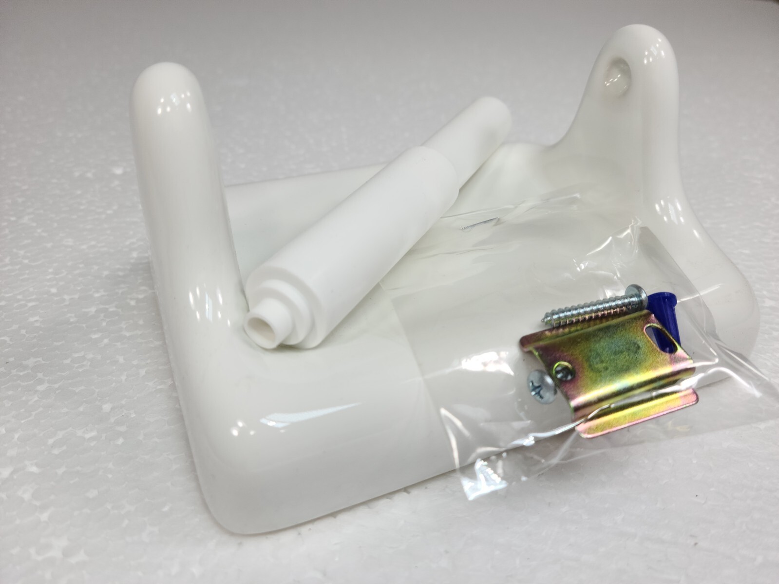 Vintage White Ceramic TP Toilet Paper Holder Screw in Drywall Mid Century Modern