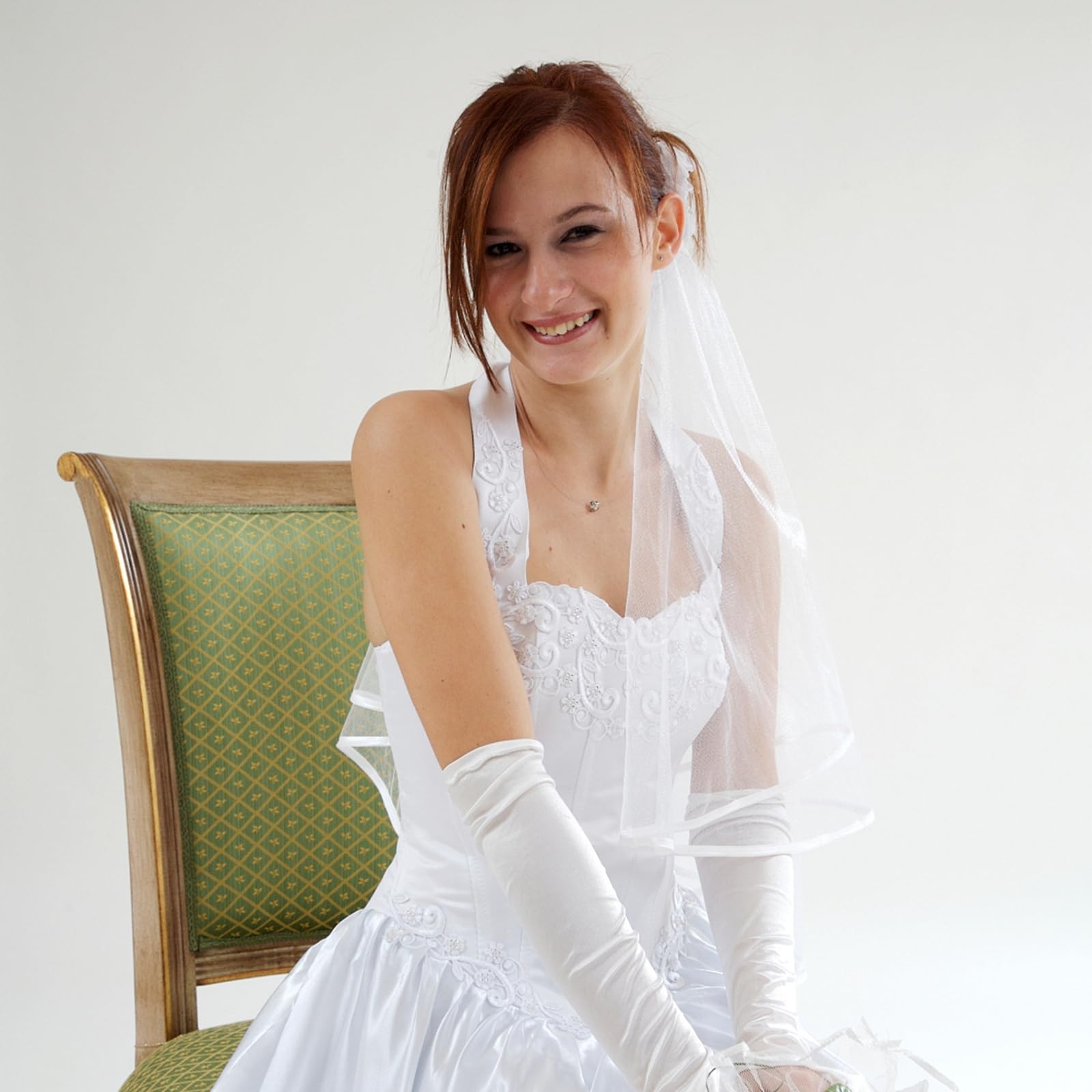 Short Wedding Bridal Veil with Comb, 2 Tier Tulle Bride Veil Elbow Length Wed...