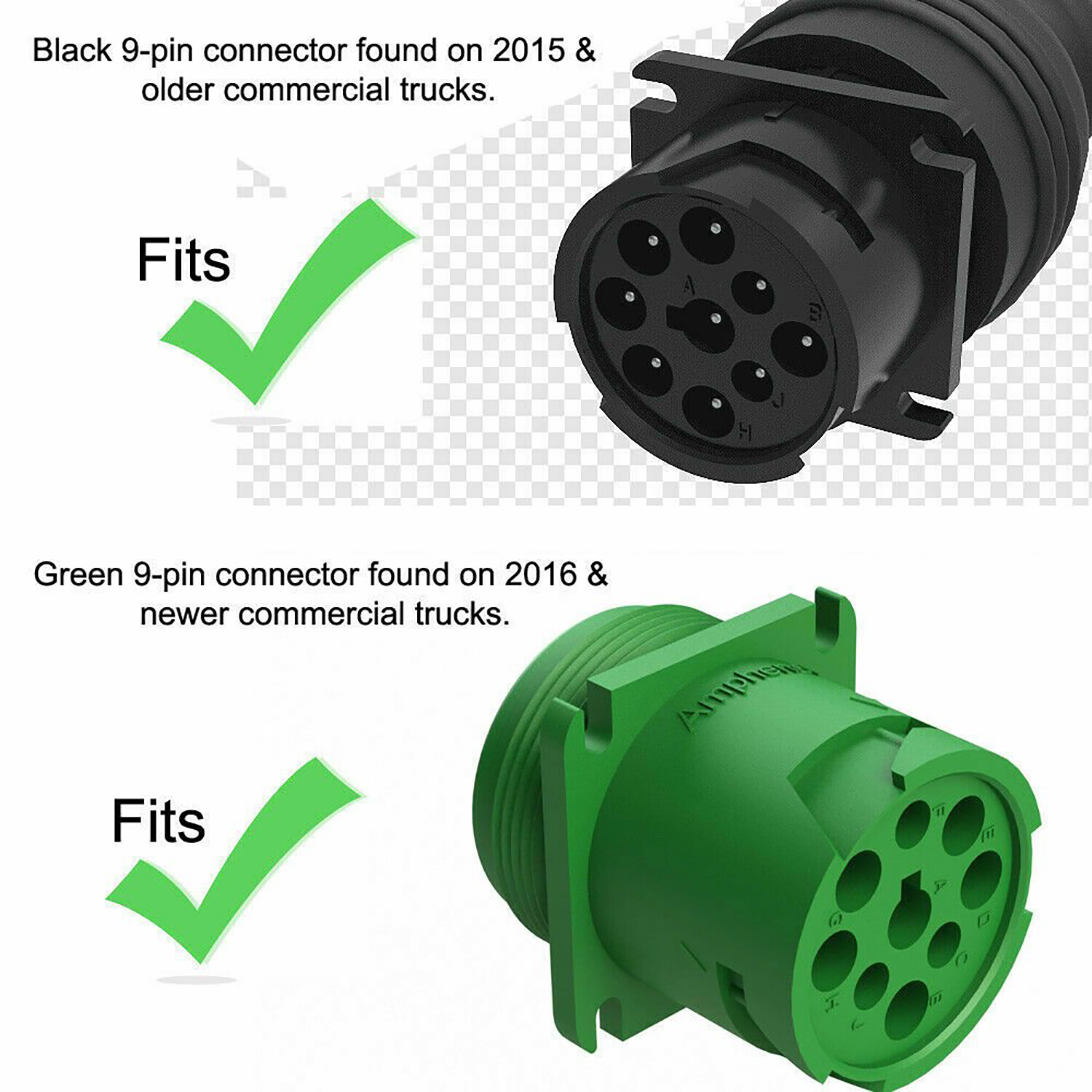 6 Pin J1708 or 9 Pin J1939 to 16 Pin OBD2 OBDII Adapter Cable Heavy Duty Truck