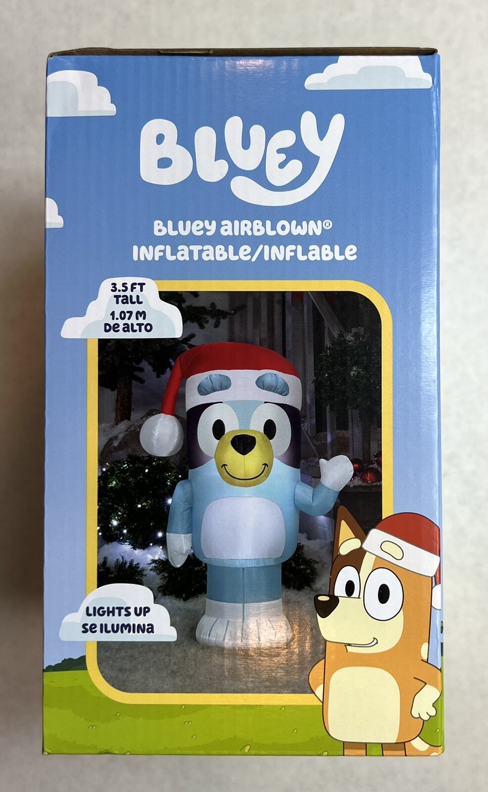 BLUEY in SANTA HAT Gemmy 3.5 ft Christmas Airblown Lighted Yard Inflatable NEW