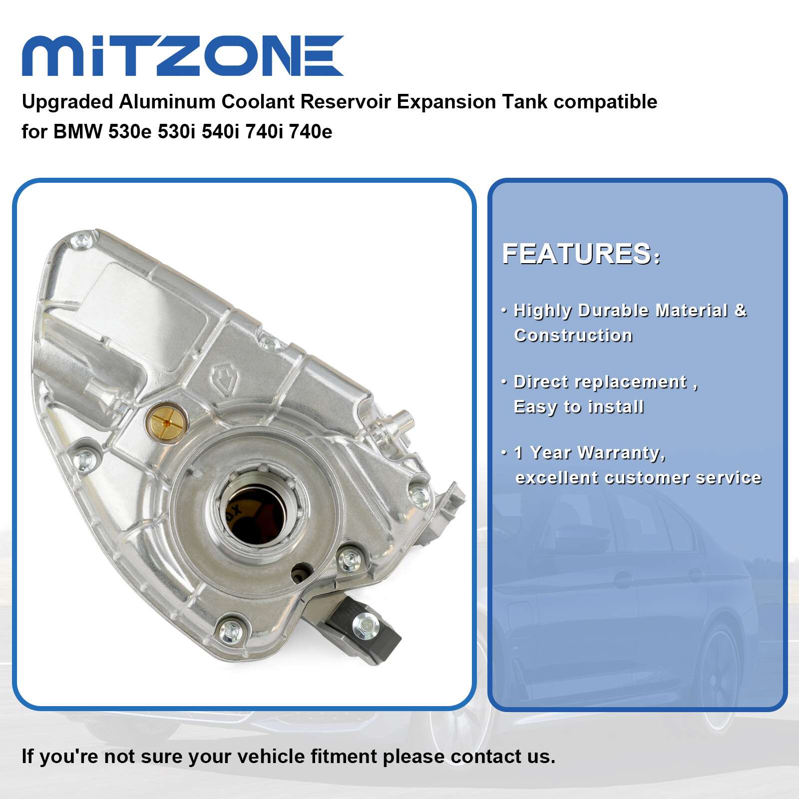 Aluminum Coolant Reservoir Expansion Tank for BMW 530e 530i 540i 740i 740e