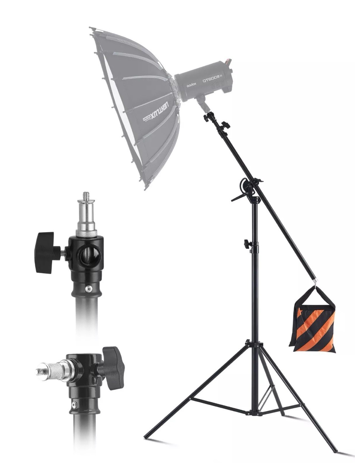 Aluminum Photography Light Stand with Boom Arm Adjustable With carry Bag Gift
