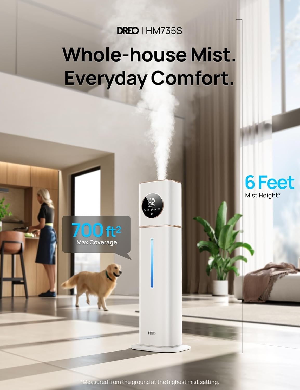 DREO HM735S 11L Smart Humidifier Large Room 700 ft², 100H Cool Mist Air Humidifi