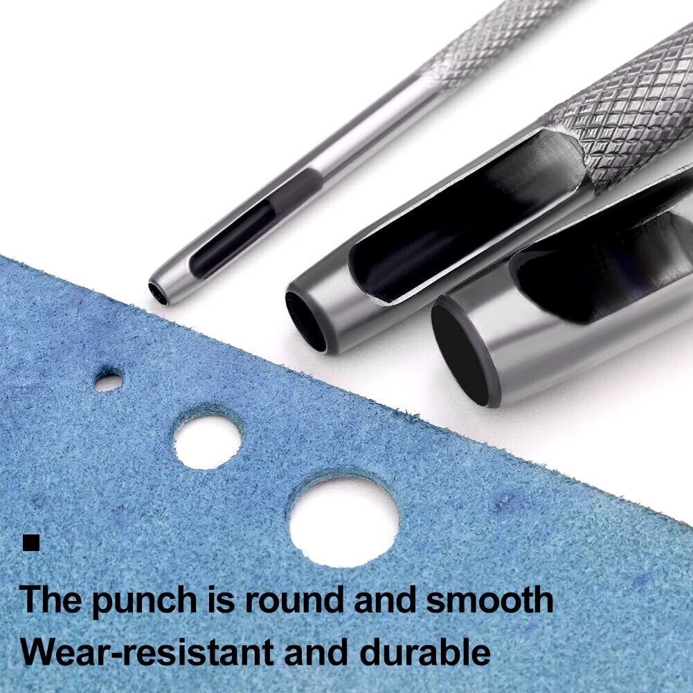 1-11mm Leather Hole Punch Round Steel Hole Punch Set Leather Punch Tool for Belt