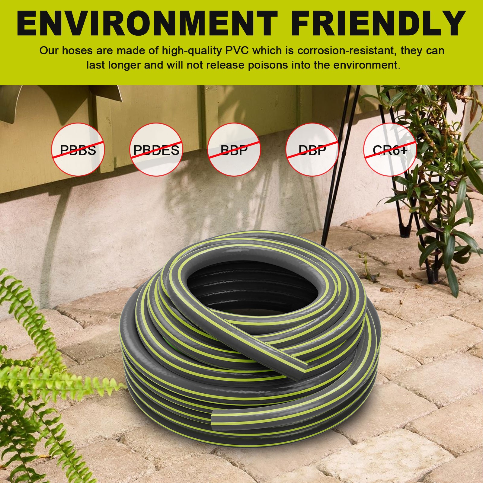 30/50/75/100/160FT Premium 1/2' Rubber Garden Hose Heavy Duty Water Hose Sprayer