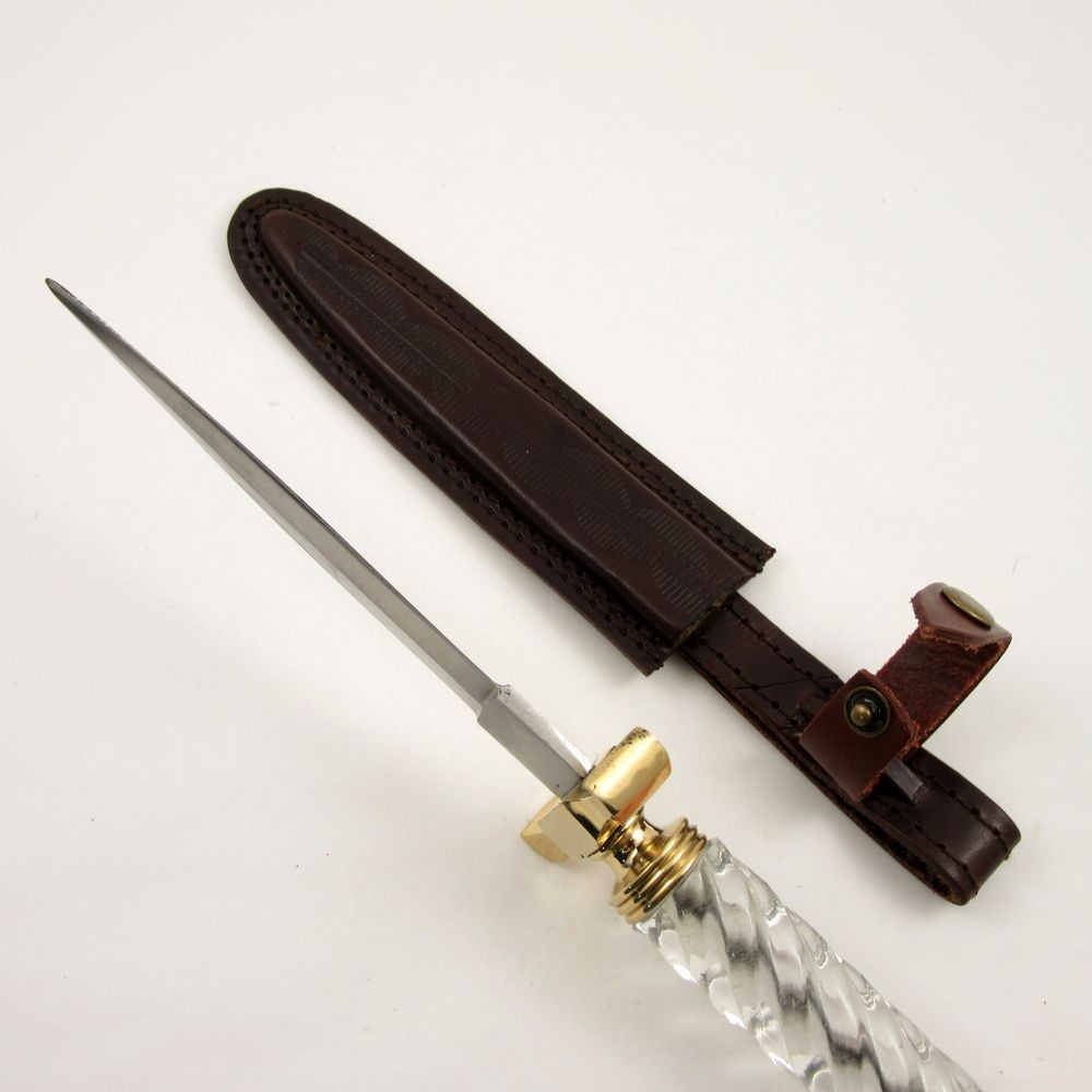 11" Medieval Ice Blade Dagger – Double-Edged Commando Knife w/ Leather Sheath