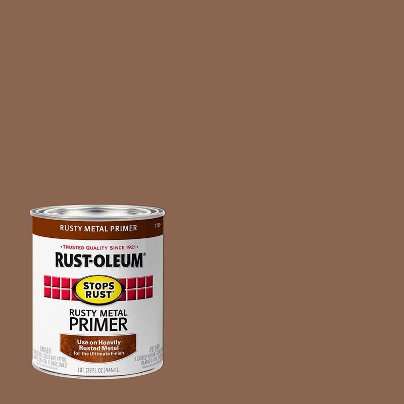 Rust-Oleum RUSTY METAL PRIMER 1 qt Stops Rust BROWN Alkyd Oil-Based
