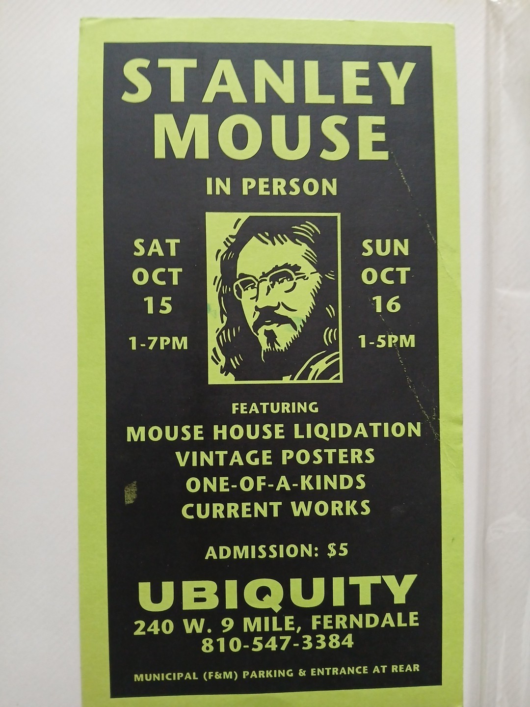 Vintage Stanley Mouse Concert Handbill Advertisement Original