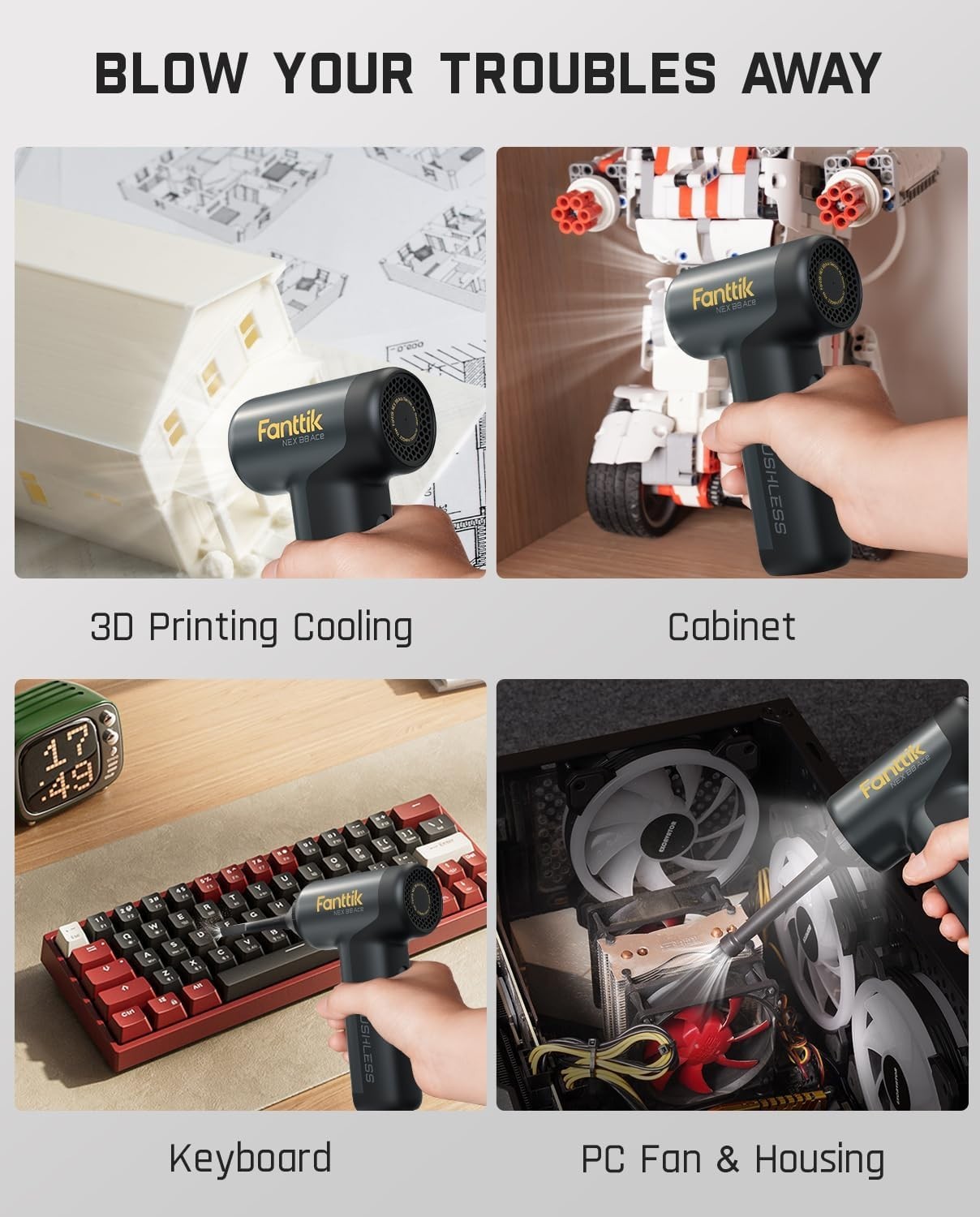 Fanttik B8 Ace Electric Air Duster, Compressed Air Duster, 110000RPM Brushless M