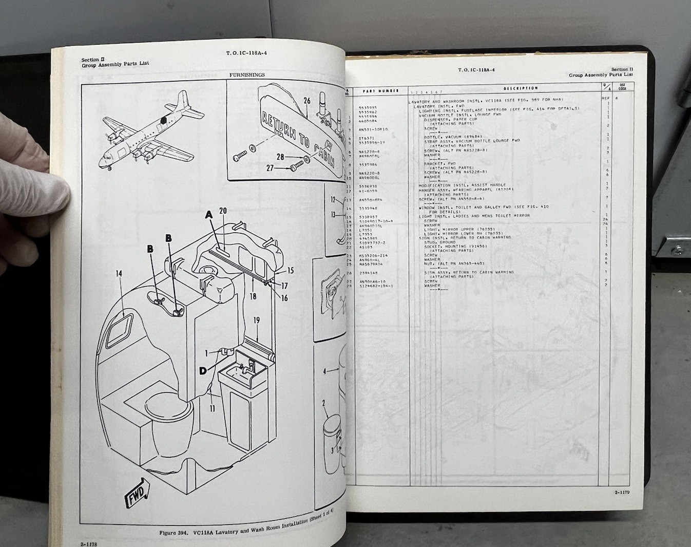 1966 Douglas C-118 A Aircraft Parts Manual T.O. 1C-118A-4 Original. Read
