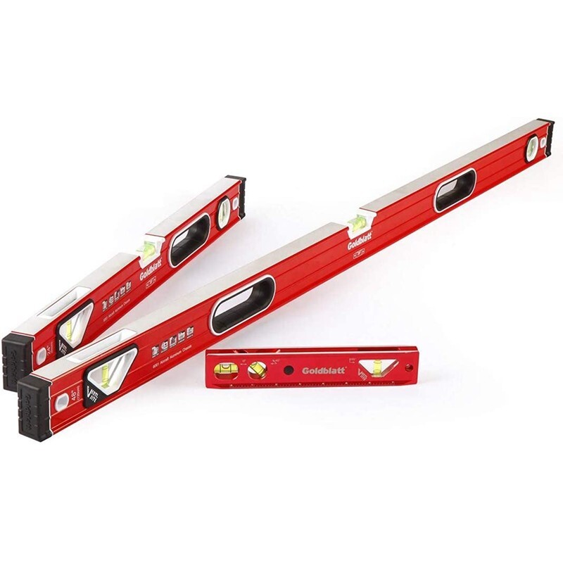 Goldblatt 3PCS Torpedo Level Set 9" 24" 48" Spirit Level Included Aluminum Alloy