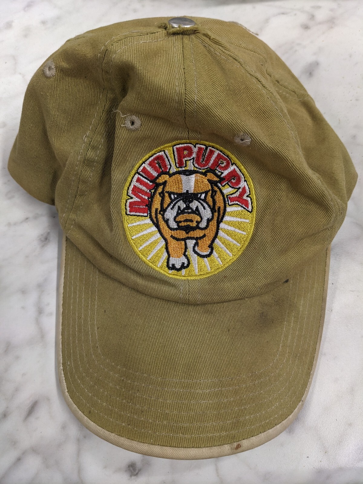 VINTAGE MUD PUPPY BULLDOG ADJUSTABLE HAT CAP USA TIBBAN MFG DAD MENS COMFORTABLE